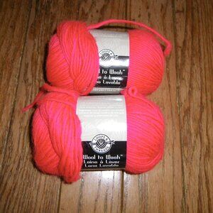 2 Skeins Loops & Threads Wool to Wash Yarn - Color Red - 157 yds ea.